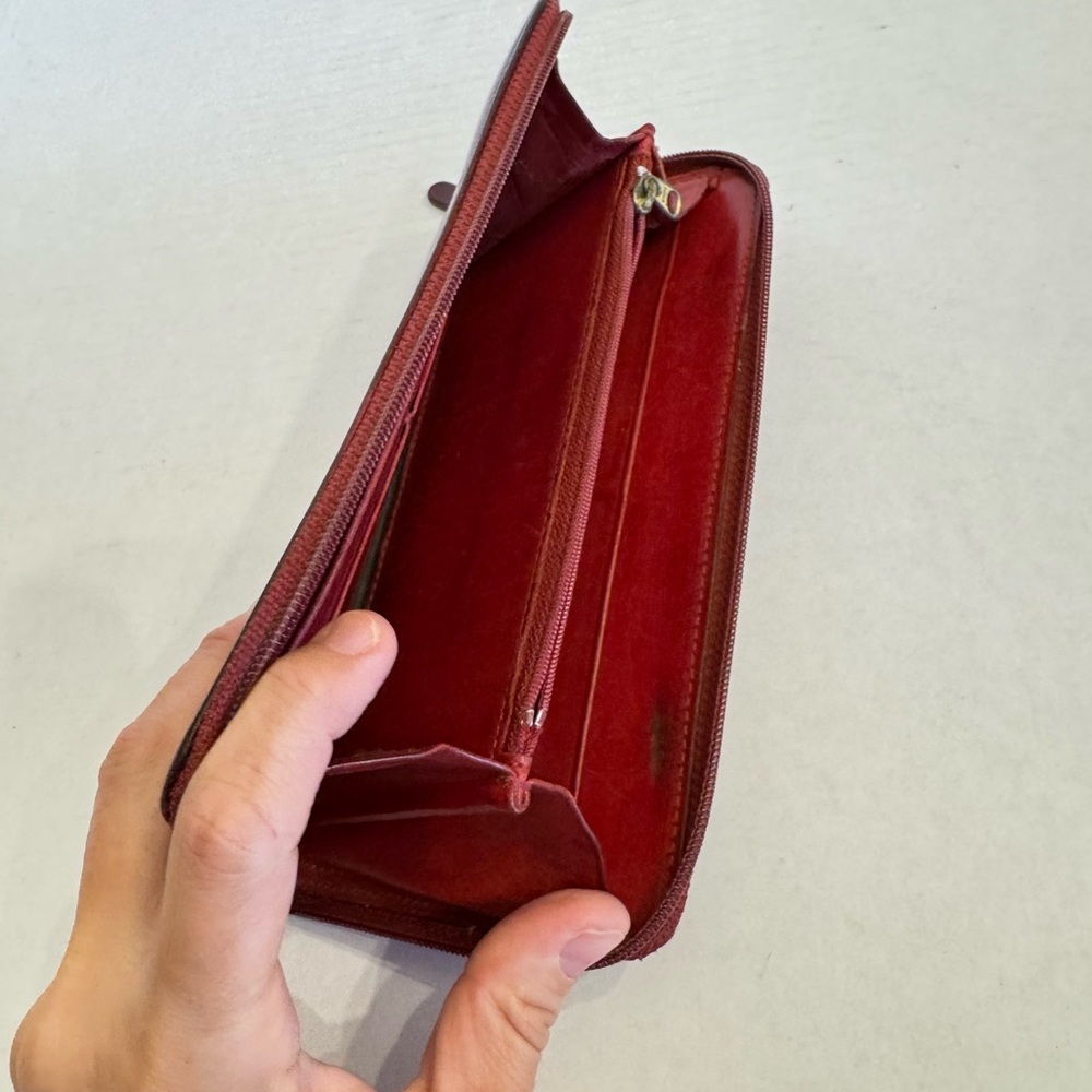 Vintage Coach Wallet Burgundy Leather Card Bill Coin Zip Around Accordion VTG - Picture 5 of 16